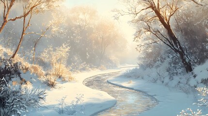 stream in the winter forest