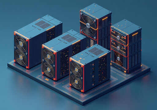 asic bitcoin miners produce cryptocurrencies various mining farms hardware including antminer models isometric designs