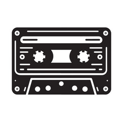 Fototapeta premium cassette tape silhouette vector illustration