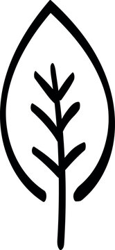 Art & IllustratiSimple black outline of a leaf with a central vein and smaller veins branching out symmetrically. Minimalistic and visually appealing, ideal for logos or icons representing nature oron