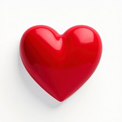 Fototapeta premium Bright red heart, minimalist design, isolated on a clean white background, photorealistic lighting emphasizing smooth textures and vibrant color, centered composition for a simple and striking look
