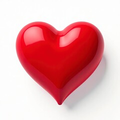 Fototapeta premium Bright red heart, minimalist design, isolated on a clean white background, photorealistic lighting emphasizing smooth textures and vibrant color, centered composition for a simple and striking look