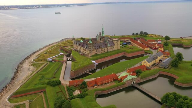 Beautiful Kronborg Castle of Denmark on an Island