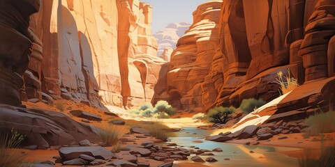 Mountains rock hills canyon landmark landscape background. Adventure vacation trip vibe scene
