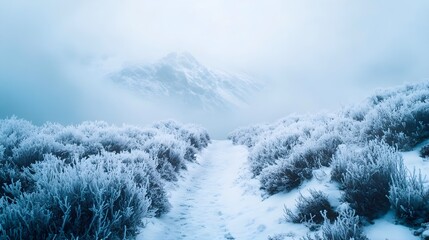 Mountain trail in winter