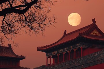 chinese temple at night