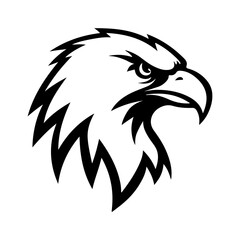 Eagle head silhouette isolated on white background.