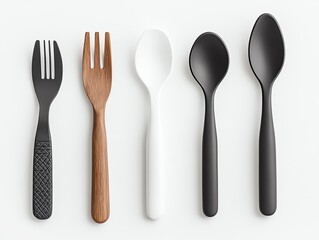 Assorted utensils for modern food presentation.