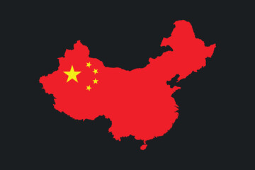 Map of China with the national flag of China, China flag vector graphic, China country flag is a symbol of freedom, National China flag, vector illustration
