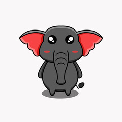 vector design illustration of an elephant mascot with a cute face