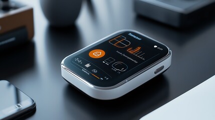 Obraz premium Smart device displaying health metrics and graphs.