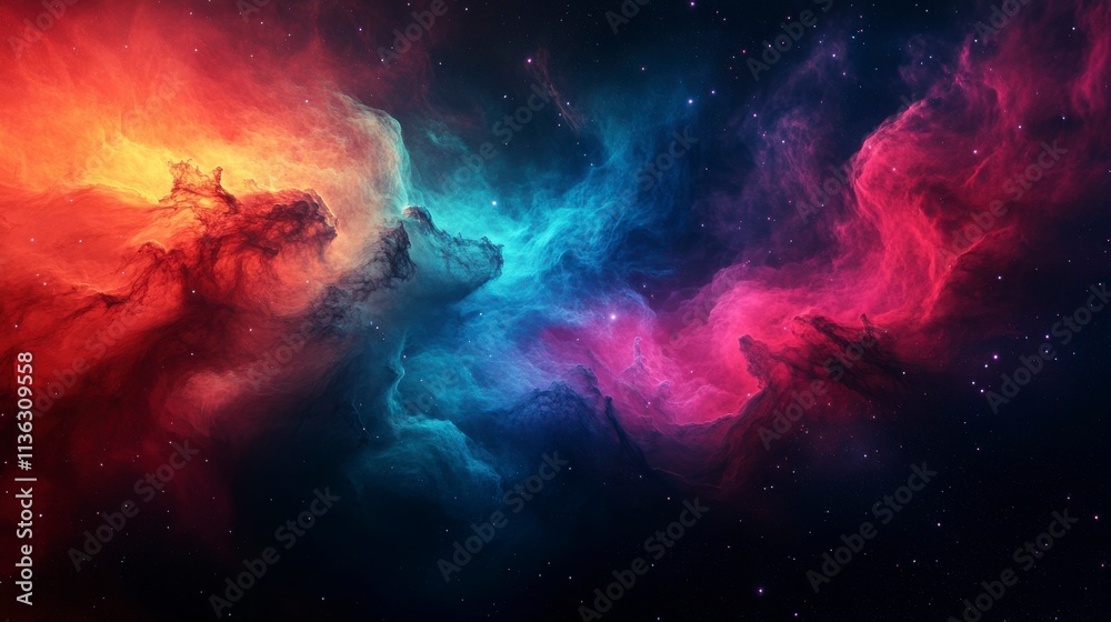 Canvas Prints abstract space background featuring luminous nebulas and scattered galaxies. swirling patterns of co