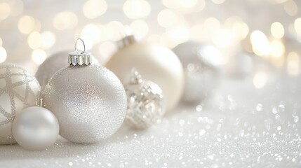 Wei&szlig;e Weihnachtskugel vor leuchtendem Hintergrund