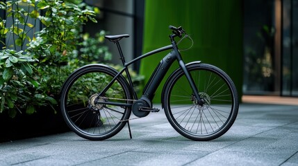 Fototapeta premium Peaceful Urban Scene with a Parked Bicycle in Nature