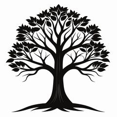 Obraz premium Black Tree Impressions vector silhouette black design white background