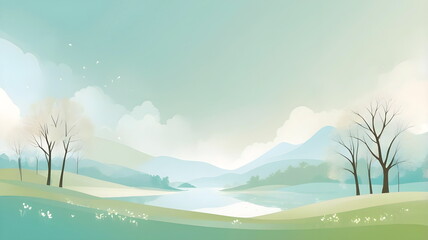 Background with scenery in eary spring