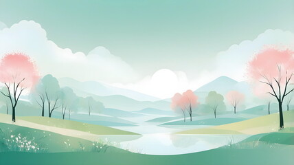 Fototapeta premium Background with scenery in eary spring