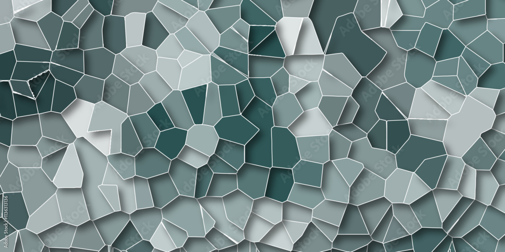 Poster colorful broken stained-glass background with white lines. geometric retro tiles pattern. polygonal 