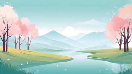 Fototapeta premium Background with scenery in eary spring