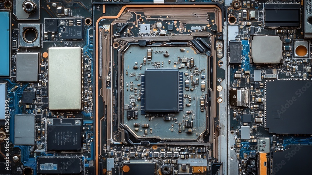 Leinwandbilder Close-up of electronic circuit board showing cpu and components