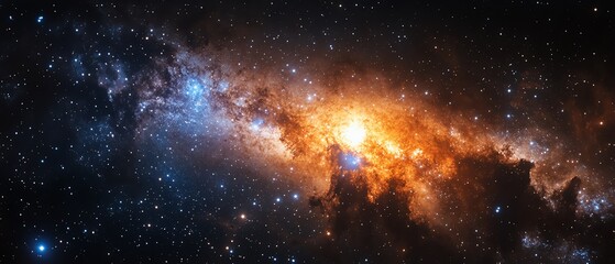 Fototapeta premium A striking view of Earth in space with swirling stars and a brilliant galaxy in the background, emphasizing the beauty of our planet and the wonders of the universe