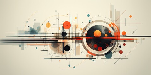 Naklejka premium Abstract geometric circles optical backgrop sci fi tech focus