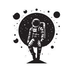 Astronaut, Spaceman silhouette vector illustration