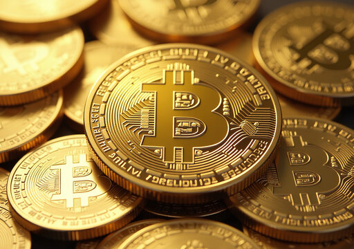 gold bitcoin coin popular cryptocurrency symbol representing wealth financial freedom online
