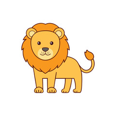Cartoon Flat color Vector Lion Illustration for Branding and Design