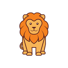 Cartoon Flat color Vector Lion Illustration for Branding and Design