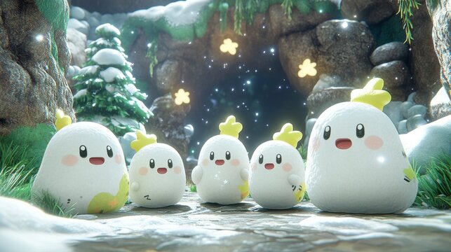 A lively balloon family with distinct characters and bright expressions floating in a cheerful setting symbolizing happiness unity and festive fun