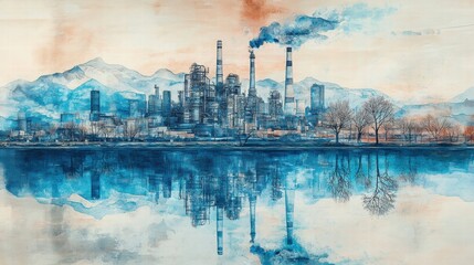 Obraz premium Industrial Landscape Reflection