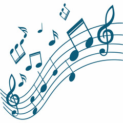 Music Halftone Design - Trendy Graphic Art on White Background, Art & Illustration