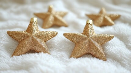 A luxurious holiday background showcasing gold Christmas ornaments in sharp focus with a dreamy blurred backdrop creating a festive and elegant atmosphere