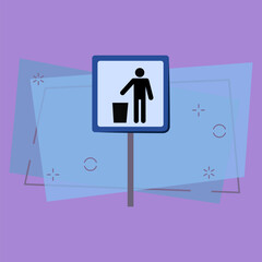 Do not litter sign. Silhouette of person throwing garbage in refuse bin. Garbage concept. Vector illustration can be used for topics like rubbish, keeping clean, public place