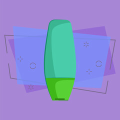 Shower gel bottle. Green plastic container, conditioner, shampoo. Vector illustration can be used for topics like plastic trash, bathroom, hygiene
