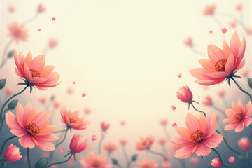 Fototapeta premium A quiet meditation background with soft floral tones, glowing light, and serene natural imagery to promote peace and focus..