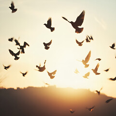 "Nature's Symphony: Exploring Murmuration Beneath a Blue Sky"