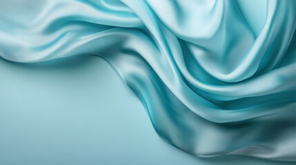 Obraz premium The image showcases elegant waves in a blue silk fabric, emanating a sense of fluidity and grace, capturing the essence of luxury and artistic refinement.