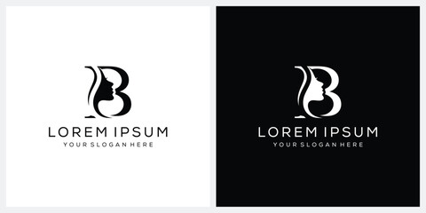 letter B Beautiful woman face logo design, for business, beauty, cosmetic, fashion  © ZRpro