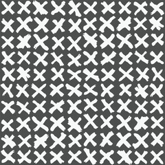 Brush drawn doodle shapes seamless pattern. Dry brush made cross. Urban background with trendy graffiti style elements. Hand drawn grunge vector monochrome texture