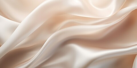 Fototapeta premium Light beige color silk satin texture surface decorative background. Romantic soft fashion template scene