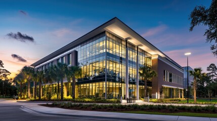 Obraz premium Modern Office Building at Sunset