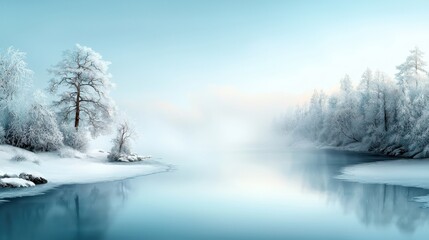 Icy Lake in Winter Wonderland
