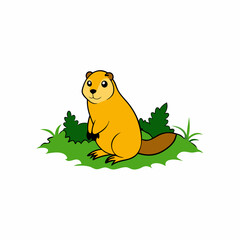 A image of a yellow bellied marmot in a jungle cartoon vector illustration