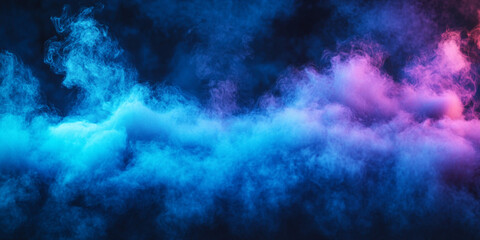 A mysterious background of deep blue and cyan smoke, with neon light creating a subtle glow that adds depth and intrigue to the scene