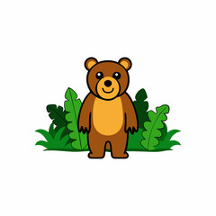 A image of a bear in a jungle cartoon vector illustration