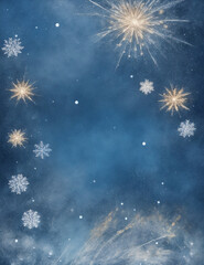 stars and snowflakes - abstract light blue background - Generative AI