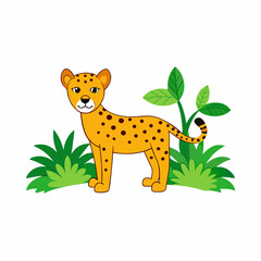 A image of a cheetah in a jungle cartoon vector illustration