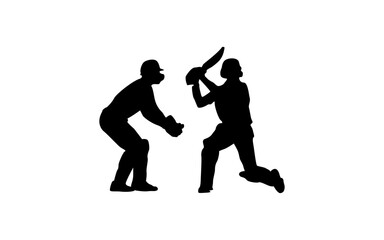 Cricket Vector Logo Design.Cricket player logo design vector. Icon Symbol. Template Illustration
